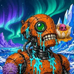 Oozlings #8886, Rusty Robot · Aurora Ice