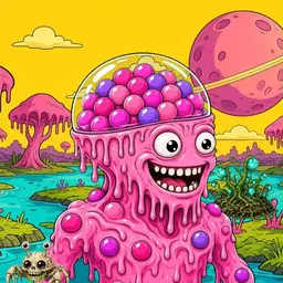 Oozlings #889, Gumball Brain · Turquoise Swamp