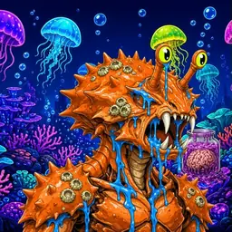 Oozlings #8896, Mutated Crab · Glow Reef