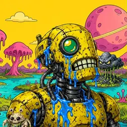 Oozlings #8900, Mutated Rusty Robot · Turquoise Swamp