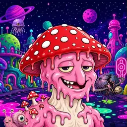 Oozlings #8910, Mushroom Head · Neon City