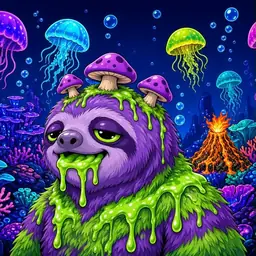 Oozlings #8911, Slime Sloth · Glow Reef