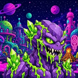 Oozlings #8913, Crystal Rock · Neon City