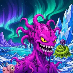 Oozlings #8914, Squid · Aurora Ice