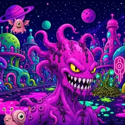 Oozlings #8930, Squid · Neon City