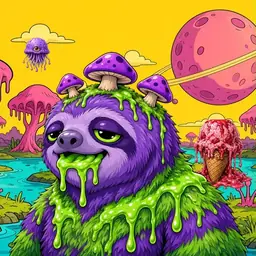 Oozlings #8933, Slime Sloth · Turquoise Swamp