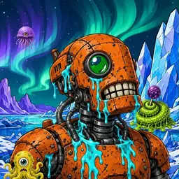 Oozlings #8935, Rusty Robot · Aurora Ice