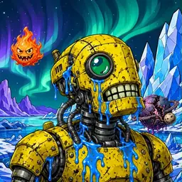 Oozlings #8962, Mutated Rusty Robot · Aurora Ice