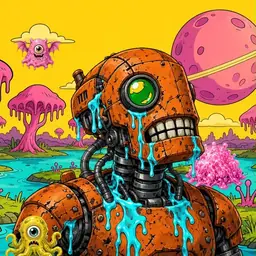 Oozlings #8972, Rusty Robot · Turquoise Swamp