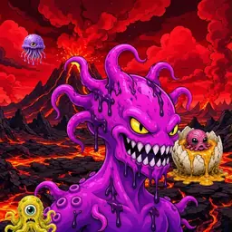 Oozlings #8973, Squid · Lava Fields