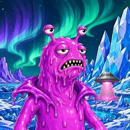 Oozlings #8985, Mutated Slug · Aurora Ice