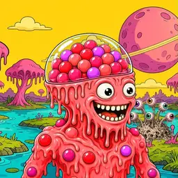 Oozlings #8986, Mutated Gumball Brain · Turquoise Swamp
