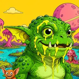 Oozlings #8988, Mutated Toad Goblin · Turquoise Swamp