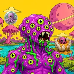 Oozlings #8992, Mutated Eyeball Cluster · Turquoise Swamp