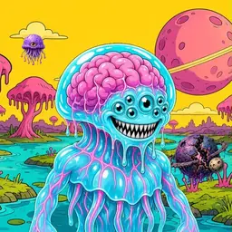 Oozlings #8995, Jellyfish Brain · Turquoise Swamp
