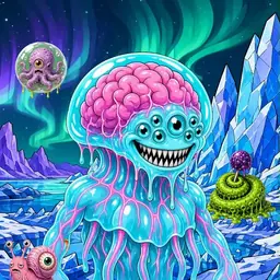 Oozlings #8997, Jellyfish Brain · Aurora Ice