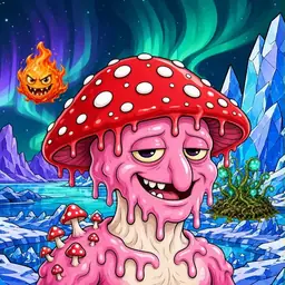 Oozlings #9002, Mushroom Head · Aurora Ice