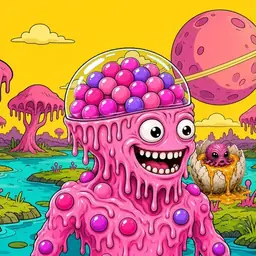 Oozlings #901, Gumball Brain · Turquoise Swamp