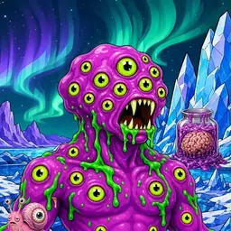 Oozlings #9011, Mutated Eyeball Cluster · Aurora Ice