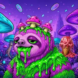 Oozlings #9021, Mutated Slime Sloth · Fungus Forest