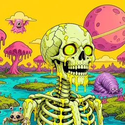 Oozlings #9025, Mutated Skull · Turquoise Swamp