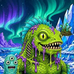 Oozlings #9028, Swamp Fish · Aurora Ice