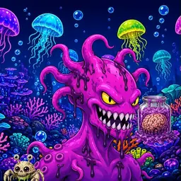 Oozlings #9030, Squid · Glow Reef