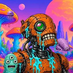 Oozlings #9032, Rusty Robot · Mushroom Desert