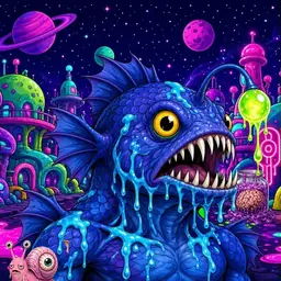Oozlings #9033, Anglerfish · Neon City