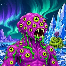 Oozlings #9038, Mutated Eyeball Cluster · Aurora Ice