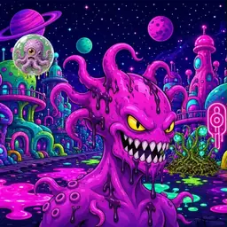 Oozlings #9041, Squid · Neon City