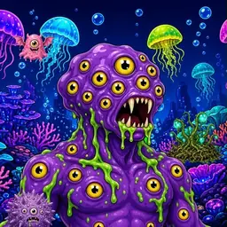 Oozlings #9042, Eyeball Cluster · Glow Reef
