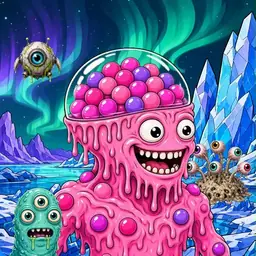 Oozlings #9043, Gumball Brain · Aurora Ice