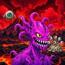 Oozlings #9044, Squid · Lava Fields