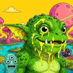 Oozlings #9057, Mutated Toad Goblin · Turquoise Swamp