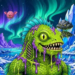 Oozlings #9058, Swamp Fish · Aurora Ice