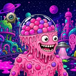 Oozlings #9066, Gumball Brain · Neon City