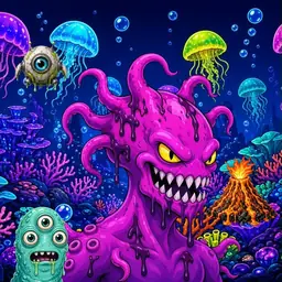Oozlings #9076, Squid · Glow Reef