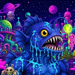 Oozlings #9083, Anglerfish · Neon City