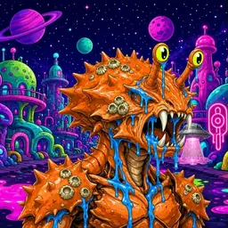 Oozlings #9084, Mutated Crab · Neon City