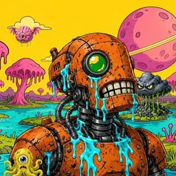 Oozlings #9098, Rusty Robot · Turquoise Swamp
