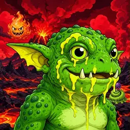 Oozlings #9119, Mutated Toad Goblin · Lava Fields