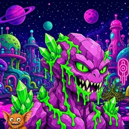 Oozlings #9120, Mutated Crystal Rock · Neon City