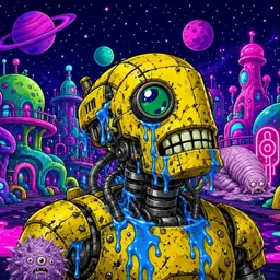 Oozlings #9135, Mutated Rusty Robot · Neon City