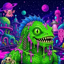 Oozlings #9146, Mutated Swamp Fish · Neon City