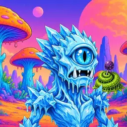 Oozlings #9153, Ice Cyclops · Mushroom Desert