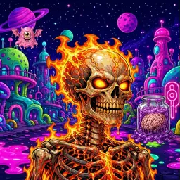 Oozlings #9157, Fire Skull · Neon City
