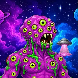 Oozlings #9158, Mutated Eyeball Cluster · Void Nebula