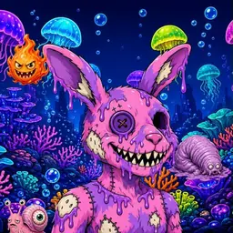 Oozlings #9161, Zombie Bunny · Glow Reef