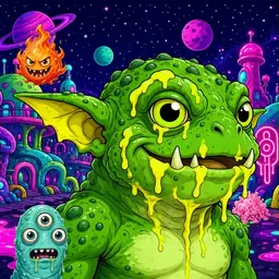 Oozlings #9166, Mutated Toad Goblin · Neon City